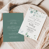Summer Green Eucalyptus Front & Back Wedding Kaart