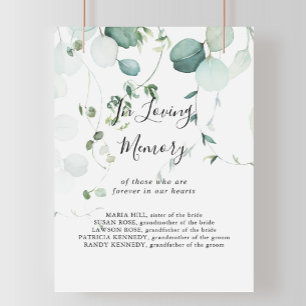 Summer Green Eucalyptus in Loving Memory Sign Poster