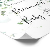 Summer Green Eucalyptus Leaf Baby shower Welkom Poster (Hoek)