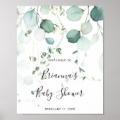 Summer Green Eucalyptus Leaf Baby shower Welkom Poster (Voorkant)