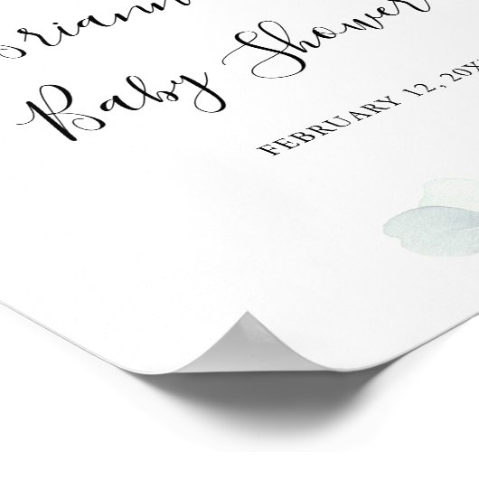 Summer Green Eucalyptus Leaf Baby shower Welkom Poster (Hoek)