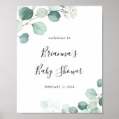 Summer Green Eucalyptus Leaf Baby shower Welkom Poster (Voorkant)
