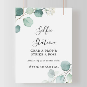 Summer Green Eucalyptus Selfie Station Sign Poster