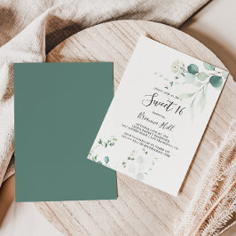 Summer Green Eucalyptus Sweet 16 Birthday Party Kaart