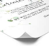 Summer Green Eucalyptus Unplugged Ceremony Sign Poster (Hoek)