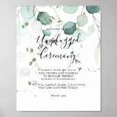 Summer Green Eucalyptus Unplugged Ceremony Sign Poster (Voorkant)