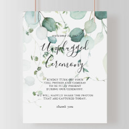 Summer Green Eucalyptus Unplugged Ceremony Sign Poster