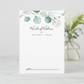 Summer Green Eucalyptus Wedding Words of Wisdom Advieskaart (Staand voorkant)