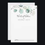 Summer Green Eucalyptus Wedding Words of Wisdom Advieskaart<br><div class="desc">Deze zomer zijn de groene eucalyptustrouwwoorden van een wijsheidsadvieskaart perfect voor een moderne bruiloft. Het ontwerp is voorzien van prachtige, met de hand verfde waterverf groene eucalyptusbladeren, die een inspirerende natuurlijke charme vormen. Deze kaarten zijn perfect voor een bruiloft, vrijgezellenfeest, baby shower, graduatiedag en nog veel meer. Pas de kaarten...</div>