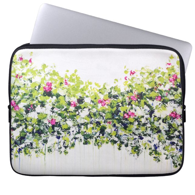 Summer Green Floral Laptop Slapje Laptop Sleeve (Voorkant)
