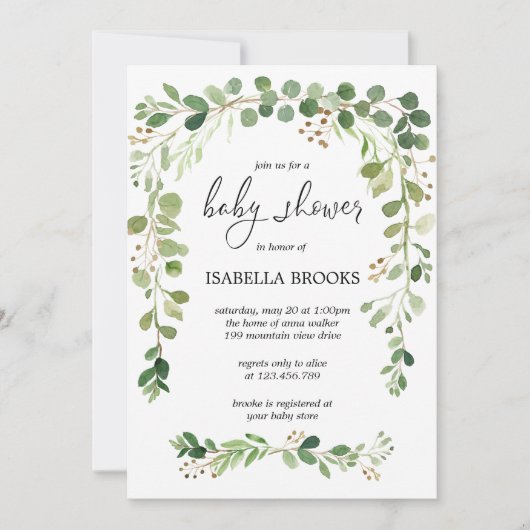 Summer Green leaf Baby shower Kaart (Voorkant)