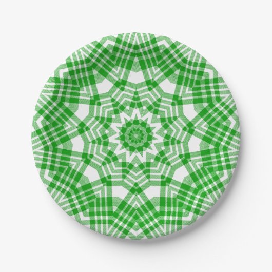 Summer Green n White Play Kaleidoscope Papieren Bordje (Voorkant)