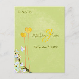 Summer Green Two Hearts Wedding RSVP Uitnodiging Briefkaart