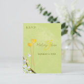 Summer Green Two Hearts Wedding RSVP Uitnodiging Briefkaart (Staand voorkant)