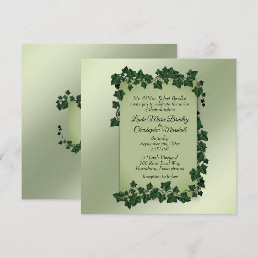 Summer Green Vines Wedding Invitation Kaart (Voorkant / Achterkant)