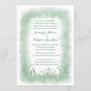 Summer Green Waterverf Wedding Invitations Kaart