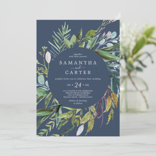 Summer Greenery | Casual uitnodiging voor een mari (Staand voorkant)