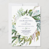 Summer Greenery Casual Wedding Invitation Kaart (Voorkant)