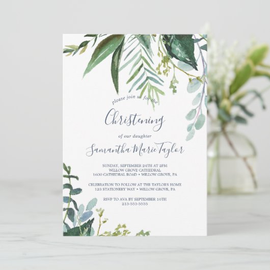 Summer Greenery Christening Kaart (Staand voorkant)