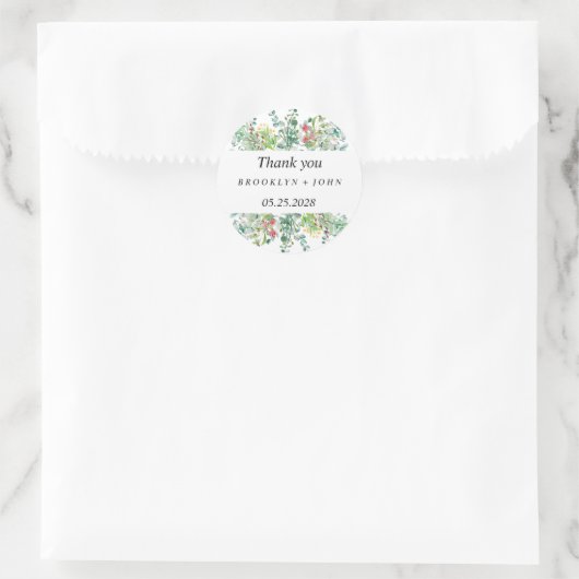 Summer Greenery Dank je wel Ronde Sticker (Tas)