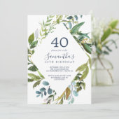 Summer Greenery Diamond Wreath 40th Birthday Kaart (Staand voorkant)