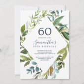 Summer Greenery Diamond Wreath 60th Birthday Kaart (Voorkant)