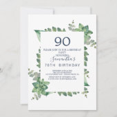 Summer Greenery Diamond Wreath 90th Birthday Kaart (Voorkant)