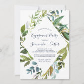 Summer Greenery Diamond Wreath Engagement Party Kaart (Voorkant)