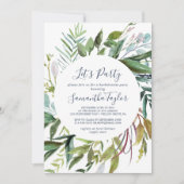 Summer Greenery Diamond Wreath Let's Party Kaart (Voorkant)