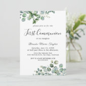 Summer Greenery eerste communie uitnodiging (Staand voorkant)