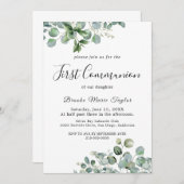 Summer Greenery eerste communie uitnodiging (Voorkant / Achterkant)