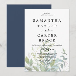 Summer Greenery Faded Foliage Wedding Kaart