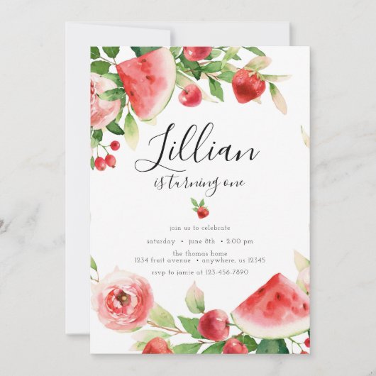 Summer Greenery Fruit Birthday Kaart (Voorkant)