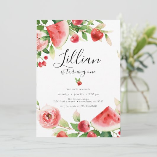 Summer Greenery Fruit Birthday Kaart (Staand voorkant)