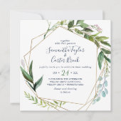 Summer Greenery Geometric Square Wedding Kaart (Voorkant)