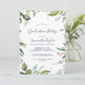 Summer Greenery Graduation Party Kaart (Staand voorkant)