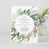 Summer Greenery in One Wedding Invitation Kaart (Staand voorkant)