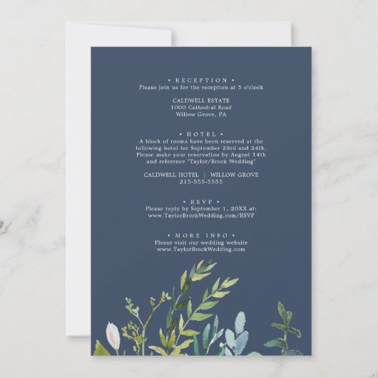 Summer Greenery in One Wedding Invitation Kaart (Achterkant)