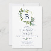 Summer Greenery Monogram Wedding Kaart (Voorkant)