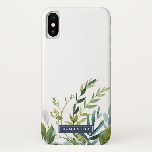 Summer Greenery Persoonlijke naam Case-Mate iPhone Case (Achterkant)