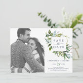 Summer Greenery Photo Save the Date Kaart (Staand voorkant)