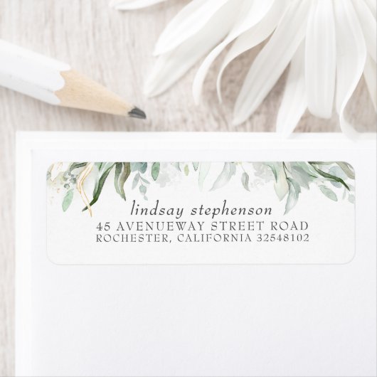 Summer Greenery Romantic Elegant Wedding Etiket (Insitu)