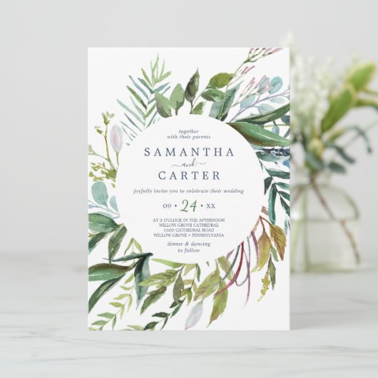 Summer Greenery roze all in one Weddenschap Kaart (Staand voorkant)