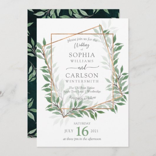 Summer Greenery rustic lijst Kaart (Voorkant / Achterkant)