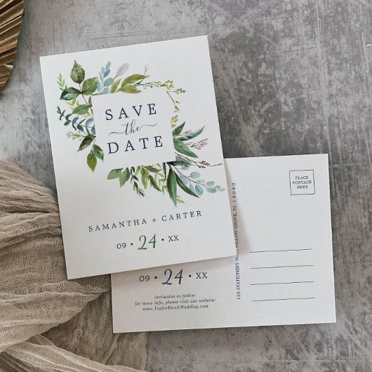 Summer Greenery Save the Date Briefkaart