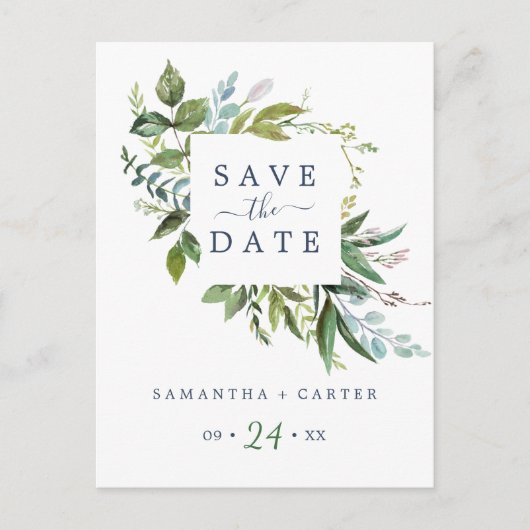 Summer Greenery Save the Date Briefkaart (Voorkant)