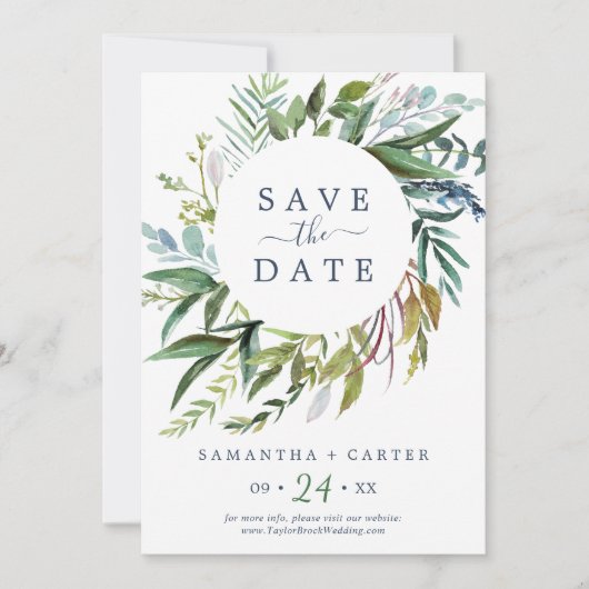 Summer Greenery Save the Date Kaart (Voorkant)