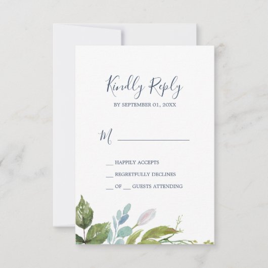 Summer Greenery Simple RSVP-kaart RSVP Kaartje (Voorkant)
