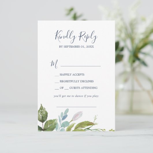 Summer Greenery Song Request RSVP Card (Staand voorkant)