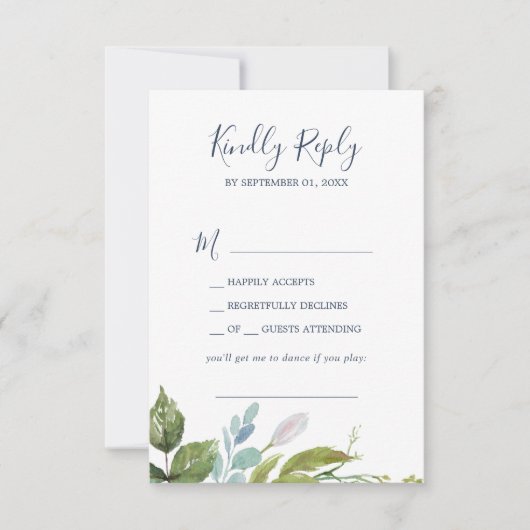 Summer Greenery Song Request RSVP Card Kaartje (Voorkant)